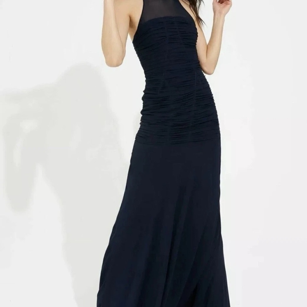 Halston Heritage Strapless Navy Blue Dress